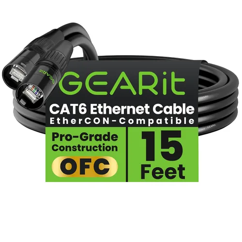 Vista 13 de GEARit Cable Ethercon CAT6 blindado (3 pies) de audio profesional e iluminación RJ45 EtherCON Cable compatible con EtherCON para estudio, escenario