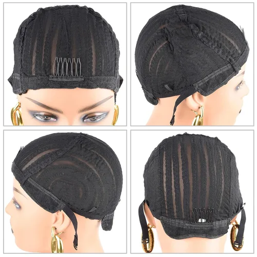 Vista 5 de 1 gorra de peluca de ganchillo trenzada transpirable para hacer pelucas sintéticas duraderas y estables, color negro, más fácil de coser en trenzas