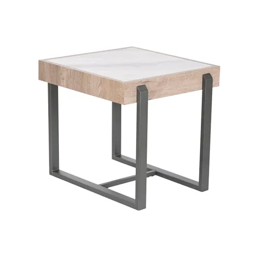 Vista 2 de Mesa auxiliar Home ESPRIT Blanco Gris Natural Metal 50 x 50 x 50 cm