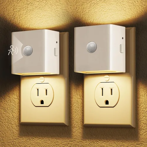 Vista 13 de DORESshop Luces nocturnas que se enchufan a la pared, [paquete de 2] luz Cubierta negra