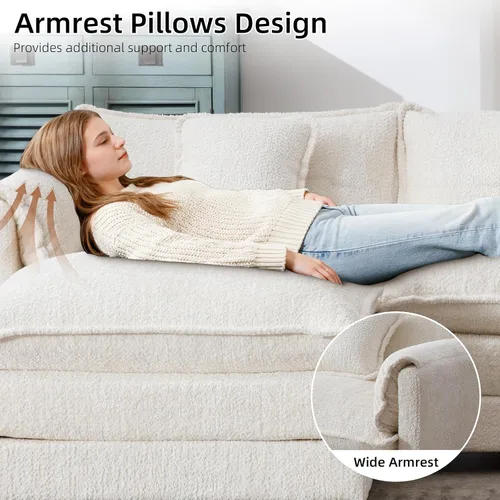 Vista 8 de GNIXUU Sofá Seccional en Forma de L de 112" Cloud Couch para Sala de Estar, Sofá Seccional Modular de Gran Tamaño con Otomana Móvil, Juego de Sofá