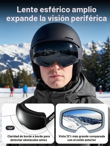 Vista 5 de Odoland Gafas de esquí magnéticas, 2 lentes intercambiables antivaho para Negro