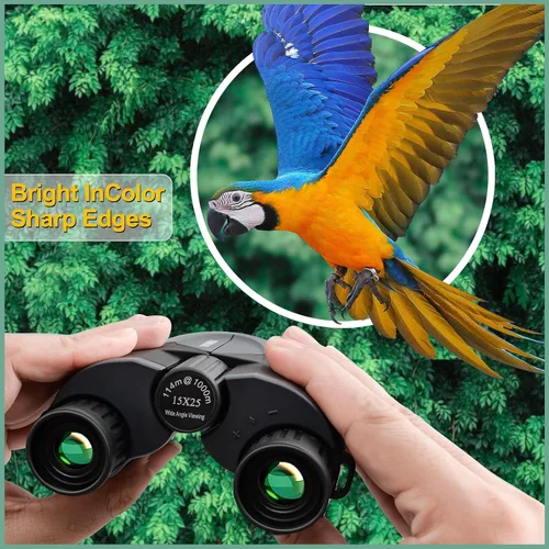 Vista 2 de Prismáticos de 15 x 25 pulgadas para adultos y niños, pequeños prismáticos compactos para cazadores de aves, mini bolsillo para adultos, regalos