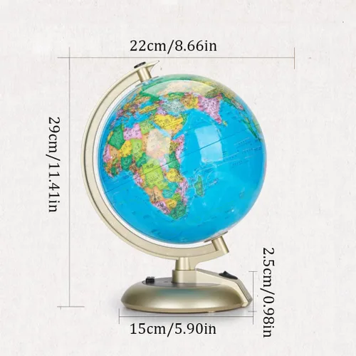 Vista 2 de SYALEO Globo Terráqueo - Globo terráqueo iluminado del mundo con soporte, luz nocturna LED integrada de 7.9 in, globo terráqueo, globo mundial de 8
