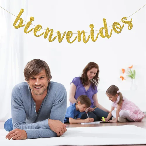 Vista 3 de Cartel de Bienvenidos - Decoración de fiesta mexicana de bienvenida - Cartel español para decoración de fiesta en el hogar - Suministros
