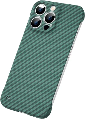 Vista 11 de IVY Cubierta sin marco de textura de fibra de carbono para iPhone 14 Pro Max Funda de fibra de carbono - Negro