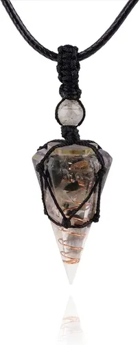 Vista 9 de Collar de 6 facetas de cristal de chakra de Reiki y piedra curativa, colgante de cristal puntiagudo, collar de cuerda ajustable para mujeres