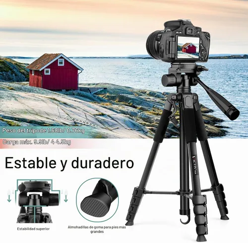 Vista 7 de Soporte de trípode para cámara, trípode de teléfono de 68 pulgadas para tableta con control remoto y soporte, trípode de viaje ligero y compacto
