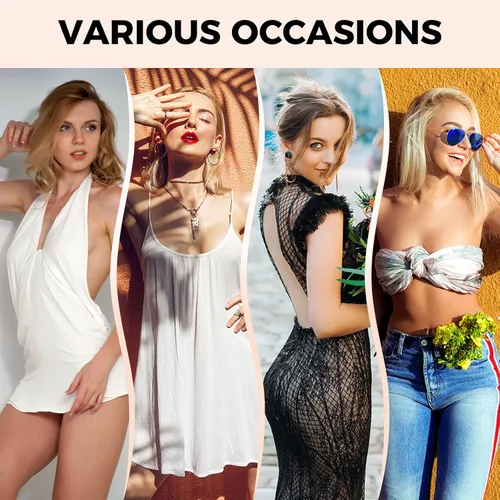 Vista 5 de AURUZA Adhesive Bra, Strapless Sticky Invisible Push up, Reusable Silicone Bra for Strapless Backless