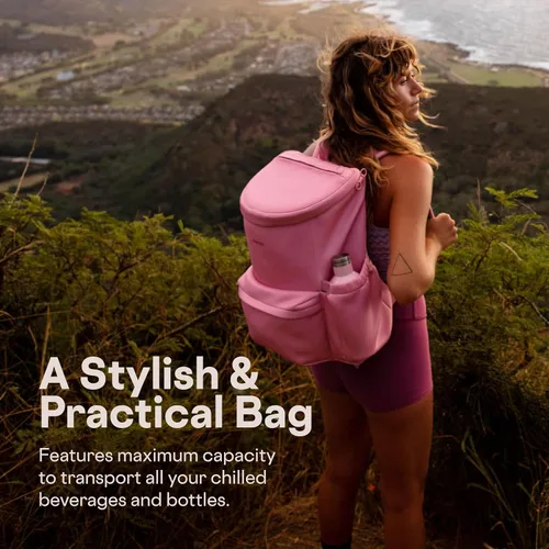 Vista 6 de Corkcicle Lotus Mochila hielera, 15.5 x 17 pulgadas, mantiene fresco todo el día con mochila portátil refrigeradora, bolsillos laterales y segura