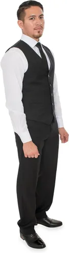 Vista 7 de Traje de tres piezas de dos botones negro elegante para hombre
