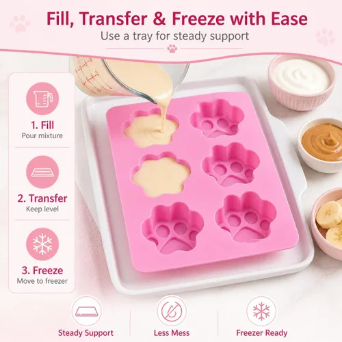 Vista 5 de Juego de dos moldes de silicona con estampado de patas de perro para golosinas caseras para hornear dulces de chocolate, apto para horno microondas