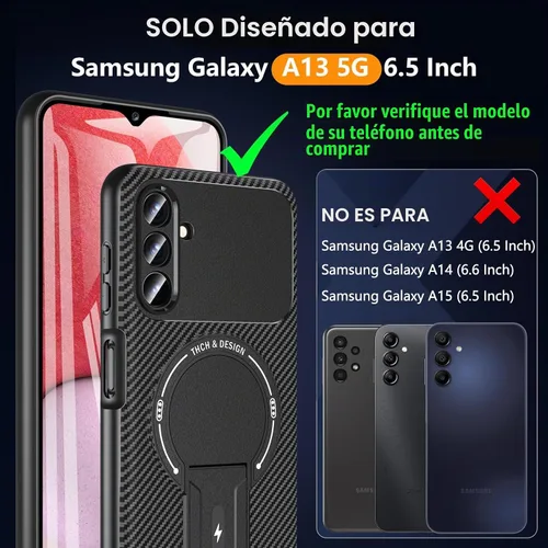 Vista 7 de Funda OWKEY Samsung Galaxy A13 5G, Funda Magnética para Teléfono con Soporte y Protector de Pantalla, Funda Protectora Antihuellas y a Prueba de A13