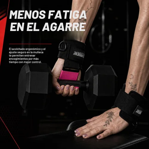 Vista 6 de Ganchos de levantamiento de pesas con anillo en D, ganchos de gimnasio para Pink