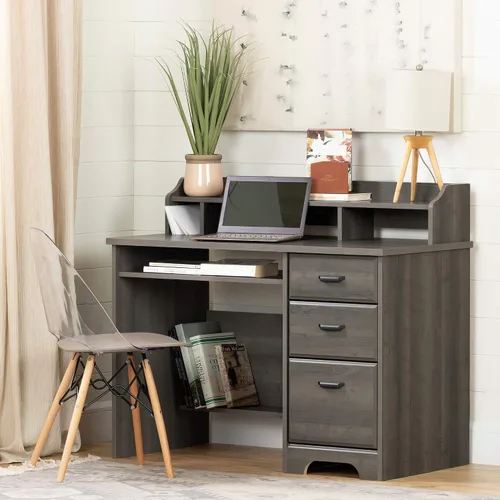 Vista 2 de South Shore Versa - Escritorio para computadora con gabinete, arce gris