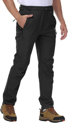 Vista 4 de Rdruko Pantalones de nieve de invierno para hombre, impermeables, aislados, de vellón, para esquí, snowboard