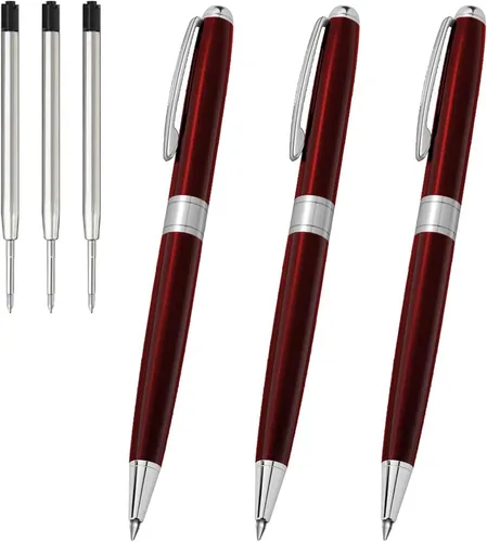 Vista 17 de Cambond Bolígrafos plateados – Bolígrafo giratorio de metal de tinta negra, punta media de 0.039 pulgadas para regalo, oficina, negocios, hombres