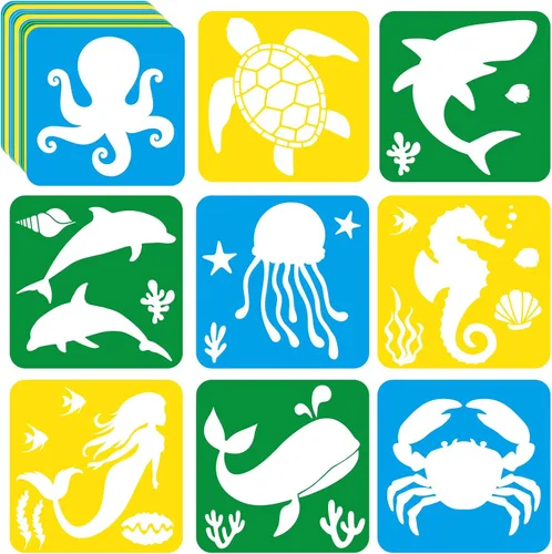 Vista 16 de 36 plantillas de dibujo de animales para niños de 8 pulgadas, plantillas de tiza para acera, pintura grande, lavable, reutilizable, animales