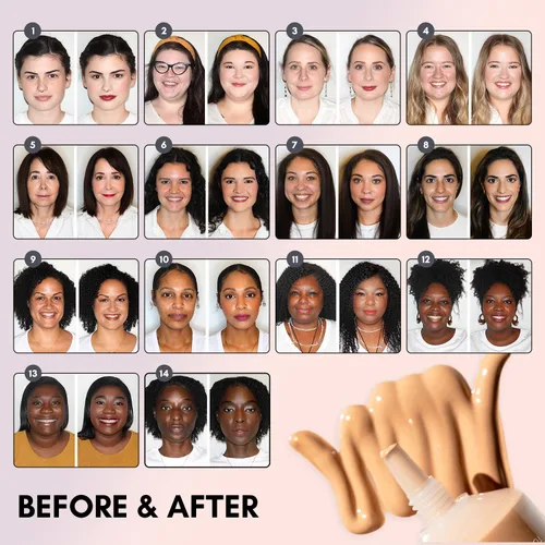 Vista 5 de Clover Skin Is In Serum Foundation Suero facial hidratante, base ligera, libre de crueldad animal y vegano, con escualano y cera de semillas de 10