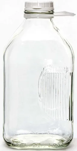 Vista 2 de The Dairy Shoppe, botella de leche de vidrio pesado, 2 cuartos, con asa y tapa, 64 onzas, 1/2 galón