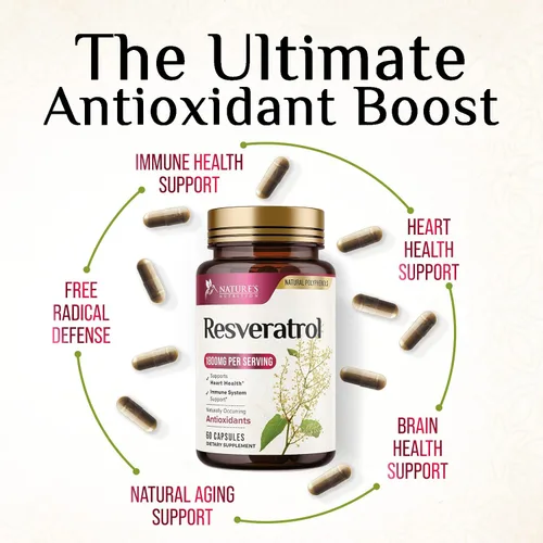 Vista 6 de Suplemento de resveratrol – 1800 mg por porción mezcla de resveratrol extra fuerte – Mezcla antioxidante para un envejecimiento saludable, salud