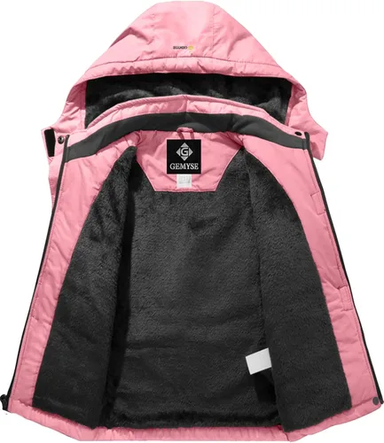 Vista 3 de GEMYSE - Chaqueta de esquí impermeable y resistente al viento con capucha, para niña