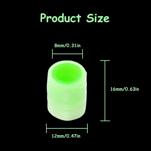 Vista 4 de 20 PIEZAS Tapas Fluorescentes para Vástago de Válvula de Neumático - Cubiertas Luminosas para Neumáticos de Vehículos Universales - Accesorios