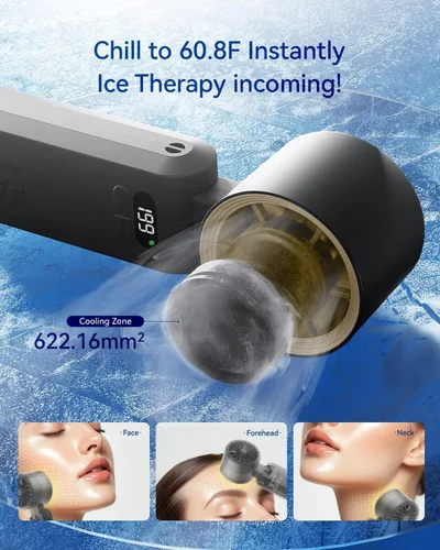 Vista 2 de Ventilador turbo portátil de mano con enfriador de hielo, velocidad (1-199) Ventilador personal recargable de 5500mAh