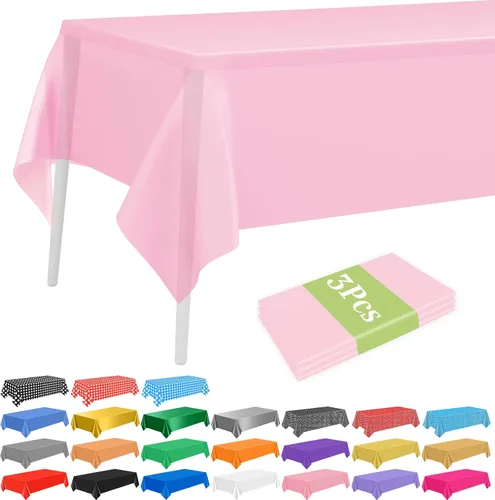 Vista 9 de PLULON 6 Pzas Manteles de Colores Arcoíris de Plástico Desechables Cubierta de Mesa para Mesas Rectangulares 54 x 108 Pulgadas Mantel Impermeable