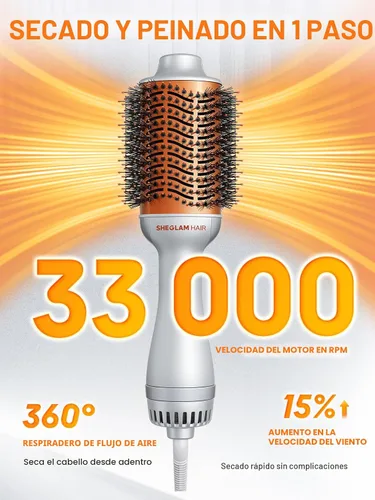 Vista 3 de SHEGLAM Cepillo de aire caliente 4 en 1 y aceite para el cabello con brillo 10 en 1 24K