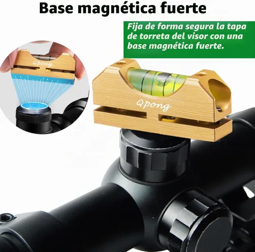Vista 2 de Kit de nivelación de alcance Herramienta de nivelación magnética de nivel de alcance Sistema de nivel de burbuja de alta precisión Dorado