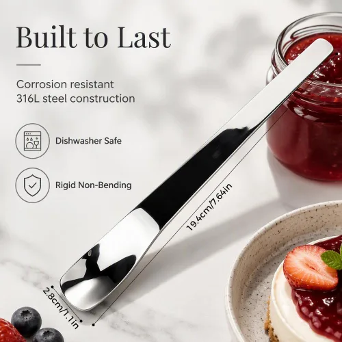 Vista 6 de Stainless Steel Dessert Spoon with Long Ergonomic Handle, Ice Cream Spoon 3PCS