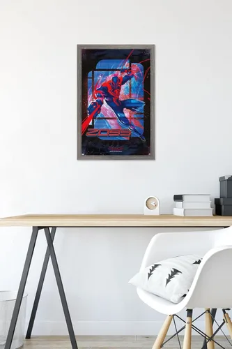 Vista 6 de Marvel Spider-Man: Across the Spider-Verse - Póster de pared de Spider-Man 2099, 22.4 pulgadas de largo x 14.7 pulgadas de ancho, versión enmarcada