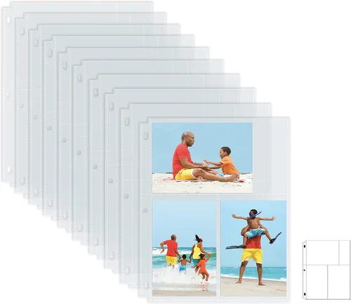 Vista 9 de Better Office Products Hojas de repuesto para álbum de fotos, formato mixto de 4 x 6 pulgadas, peso pesado, 3 anillos transparentes de diamante, 150