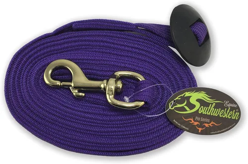 Vista 9 de Southwestern Equine Línea de estocada para caballos de algodón con broche de perno y tope de goma (negro, 24')
