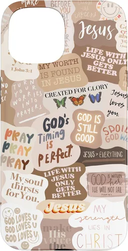 Vista 6 de Funda estética para iPhone 17 con frases positivas con versículos bíblicos cristianos