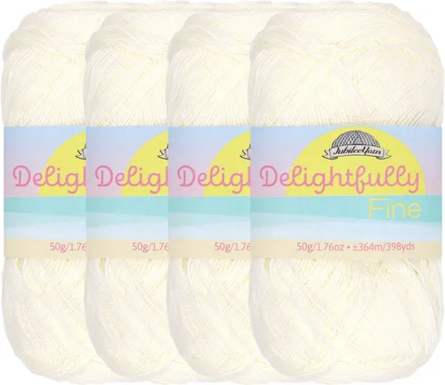 Vista 76 de JubileeYarn - Ovillo de hilo deliciosamente fino, 1.76 oz/madeja de rayón de bambú, color rosa polvo, 4 madejas