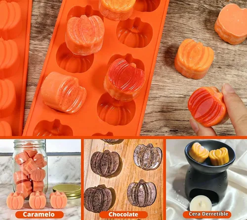 Vista 3 de Molde de Chocolate de Calabaza Webake 3 PIEZAS Molde de Chocolate de Silicona 12 Cavidades Molde de Caramelo de Otoño para Hornear Decoración