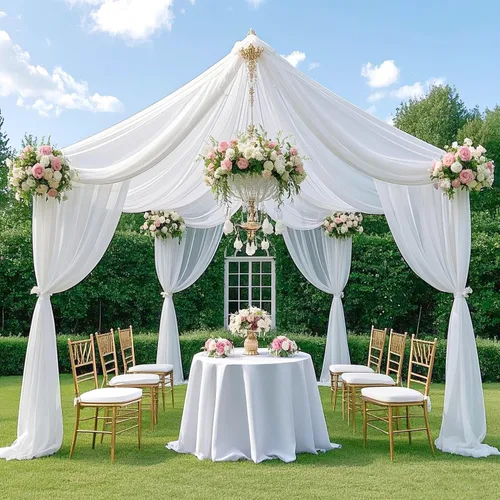 Vista 14 de Cortinas de techo verdes para cortinas de boda para techo, tela drapeada, 2 paneles de 5 x 20 pies, cortinas de tela para cortinas de arco de boda
