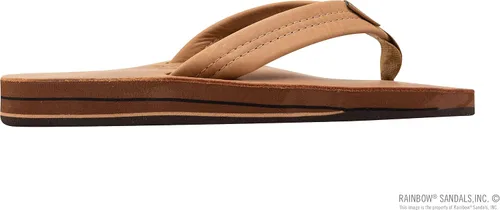Vista 4 de Rainbow - Sandalias de cuero para hombre, doble capa con arco y banda ancha