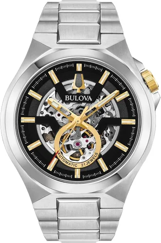 Vista 5 de Bulova Reloj Automático Clásico de Apertura Abierta para Hombre Tono dorado