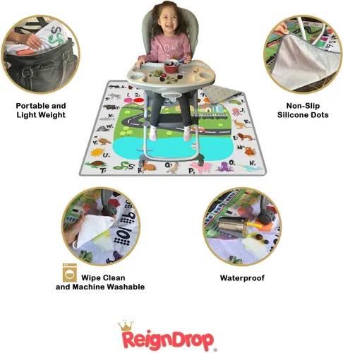 Vista 4 de ReignDrop – Tapete grande de 54 pulgadas (137.16 pulgadas) para poner bajo silla alta para bebé, alfombra de juego, arena o cajón para mascotas