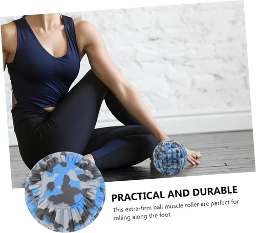 Vista 4 de Bola de masaje de pies de rayas de camuflaje EVA masajeador muscular para alivio de la fascitis plantar, herramienta de entrenamiento de fitness