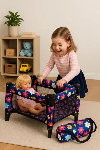 Vista 9 de Set de Cuna para Muñeca Bebé, Juego de Cuna Nido con Manta y Bolsa de Transporte para Corral de Muñeca Bebé. Se Ajusta hasta Muñecas de 20 Pulgadas