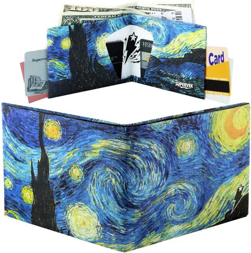 Vista 29 de SUPERVEK Cartera de papel: cartera delgada vegana, delgada, resistente al desgarro y al agua para hombre, The Great Wave, Regular