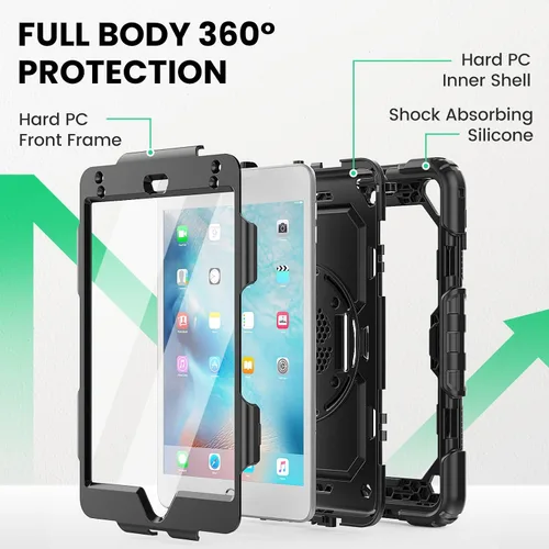 Vista 5 de SEYMAC para iPad mini 5/ Mini 4 Funda de 7.9 Pulgadas, Funda Protectora de Cuerpo Completo Resistente a Golpes con Protector de Pantalla, Soporte