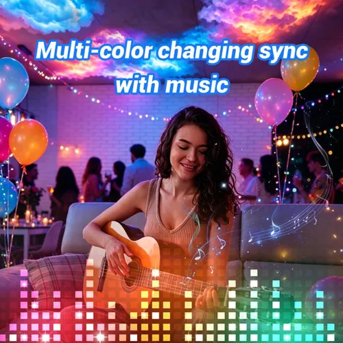 Vista 4 de FUSLITE Luz LED 3D Thundercloud, luces de nube de techo con control remoto, kit de bricolaje, nubes LED para techo, sala de juegos, dormitorio