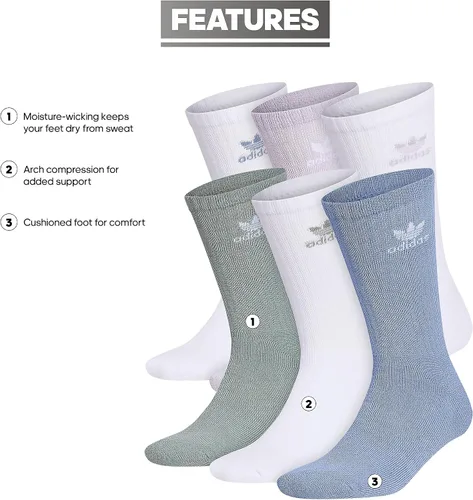 Vista 2 de adidas Originals Trefoil (6-Pair) Crew Sock