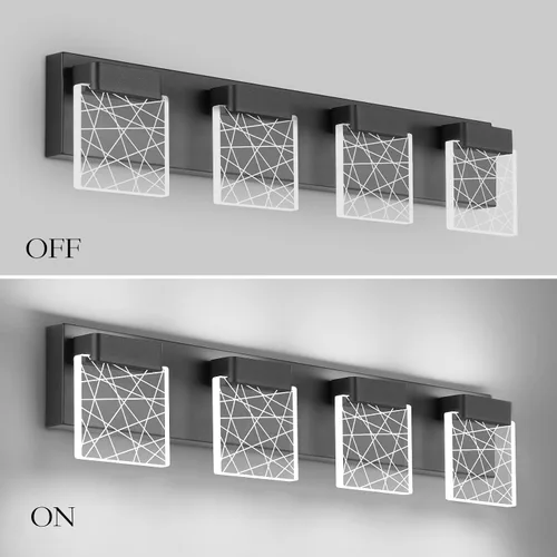 Vista 8 de Aipsun Accesorios de iluminación de tocador de baño negros modernos accesorios de iluminación LED vanidad para baño 4 luces vanidad iluminación 6000