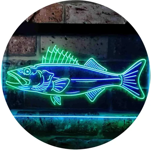 Vista 20 de ADVPRO Walleye Fish Camp Man Cave Dual Color LED Neon Sign Blue & Red 12 x 8 Inches st6s32-i3732-br